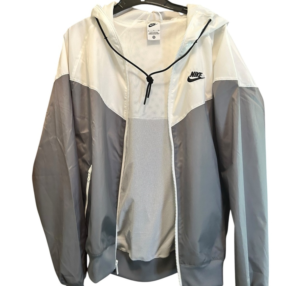 Nike Gray White Windbreaker Tracksuit Set Jacket Pants NEW - Picture 10 of 13